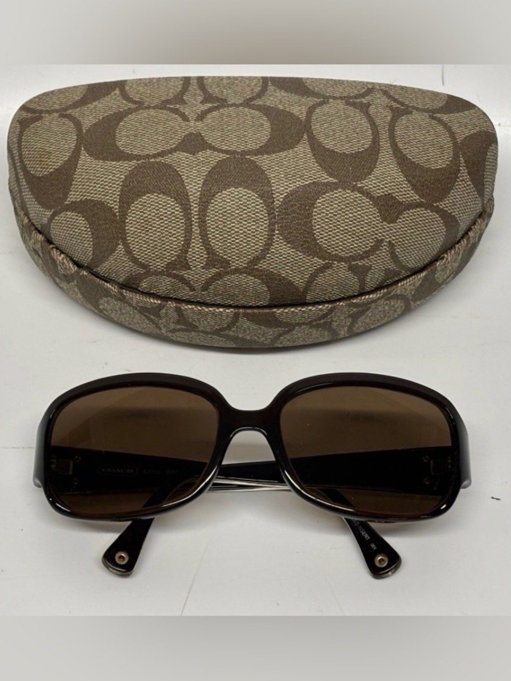 Vintage Coach Signature C Brown Sunglasses with Case